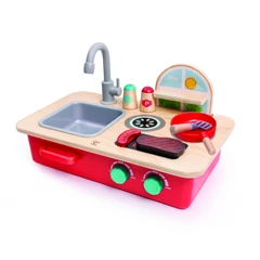 Дървен комплект за игра, Hape, Кухненски плот, 7 части