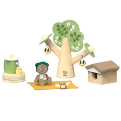 Интерактивен дървен комплект, Hape, Пикник с пчели и кошер, 15 части