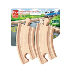 Комплект дървена железопътна къса релса, Hape, Извита, 4 броя