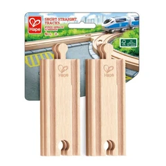 Комплект дървена железопътна къса релса, Hape, Права, 4 броя