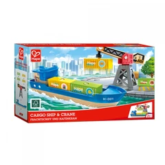 Комплект за игра, Hape, Товарен кораб и кран, 6 части