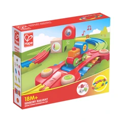 Дървен железопътен комплект, Hape, Сензорна железница, 14 части