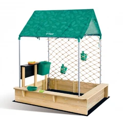 Комплект дървена къщичка пясъчник, Hape, 10 части, 120 x 125 x 92 см