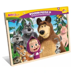 Дървен пъзел, Lisciani, Маша и Мечока, 24 части