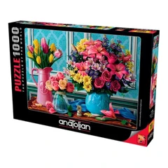 Пъзел, Anatolian, Вази с цветя, 1000 части