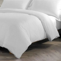 Луксозно Спално Бельо от Памучен Сатен РАЙЕ в Бяло, 5 части