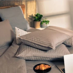 Спално бельо сатен райе Севиля лукс -  тъмно сиво