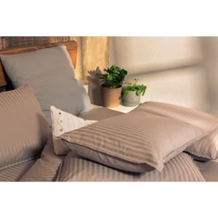 Спално бельо сатен райе Севиля лукс -  тъмно сиво