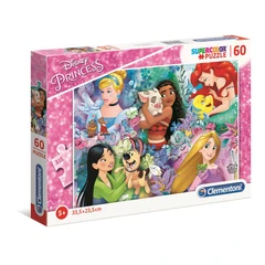 CLEMENTONI 60ч. Пъзел Disney Princesses с любимо животинче, 33,50х23,50cm