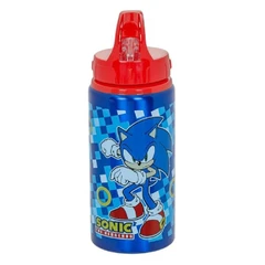 Детска алуминиева бутилка “с “Flip Top“ затварящо се капаче Sonic“, синя 500мл