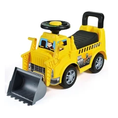 Детска кола за баланс и прохождане Булдозер, С бутон за сигнализация и отваряща се седалка, 71 х 24 х 25 см, 1,5 + години