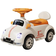 Детска кола за баланс и прохождане Ретро, До 25 кг, Със светещи фарове, 61X28X38 см, Беж