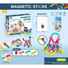 ДЕТСКИ МАГНИТЕН КОНСТРУКТОР ПРЪЧКИ 60 ЧАСТИ