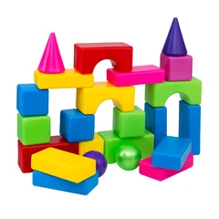 ДЕТСКИ КОНСТРУКТОР С ЕДРИ ЕЛЕМЕНТИ И ТОПКИ 27 ЧАСТИ В ПЛИК