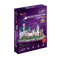 CubicFun 3D Пъзел NEUSCHWANSTEIN CASTLE с LED светлини, 128 части, 33x22.7x6 см., 8+ години