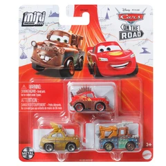 Комплект метални колички (3бр) Disney Cars On The Road Mini Racers Road Warriors 3-Pack with Rumbler Lightning McQueen, Rumbler Mater and Chieftess