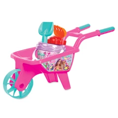 Плажна количка Barbie, С лопатка и формичка за пясък , 5 броя, 61x27x28 см, Розов, 2+ години