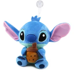 Плюшена играчка Stitch with drink, Lilo and Stitch, 20cm, 3+ години, Син