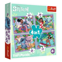 Детски пъзел Trefl, 4в1, Lilo & Stitch Crazy day, 207 части, 4+ години