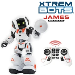 Интерактивен робот XTREM BOTS James, Дистанционно управление за програмиране на 20 функции, LED светлинни очи и звуци, Движение, 5+ години