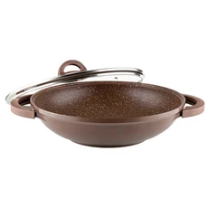 Тиган уок с капак Muhler Mia MR-3285M 32x8.5cm, 3.8L, шоколад, лят алуминий