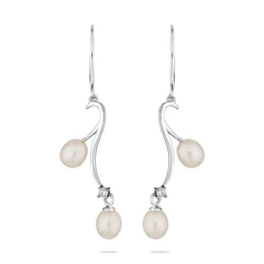 Обеци Swan Pearls CAA004 Бели Перли, Сребро 925