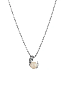 Колие Swan Pearls CAA020N, Бяла Перла и Цирконий, Сребро