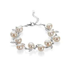 Гривна Swan Pearls CAA031W, Бели Перли, Сребро