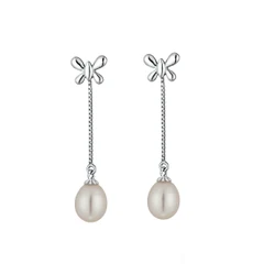 Обеци Swan Pearls CAA039 Пеперуди, Бели Перли, Сребро 925