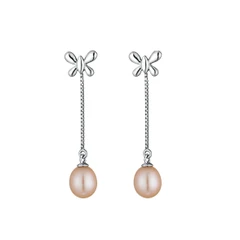 Обеци Swan Pearls CAA039P Пеперуди, Розови Перли, Сребро 925