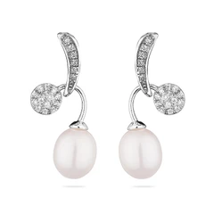 Обеци Swan Pearls CAA083EW Бели Перли, Цирконий, Сребро 925