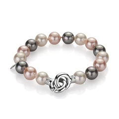 Гривна Swan Pearls D077BM, Бели, Черни И Розови ''Майка На Перлите'', Сребро