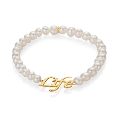 Гривна Swan Pearls D084LIFE, Бели Перли Живот, Ластик