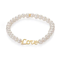 Гривна Swan Pearls D084LOVE, Бели Перли Любов, Сребро