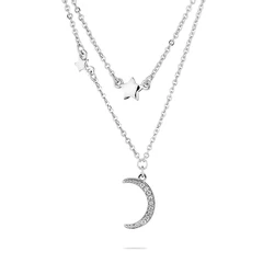 Колие Swan Pearls END137N, Луна И Звезди С Цирконий, Сребро