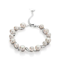 Гривна Swan Perls FN458BW, Бели Перли и Цирконий, Сребро