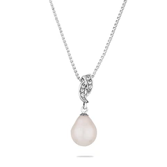 Колие Swan Pearls IP0802W, Бяла Перла и Цирконий, Сребро