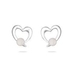 Обеци Swan Pearls LA123EW Сърца, Бели Перли, Сребро 925