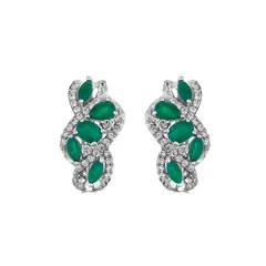 Обеци Swan Pearls PJ735E Зелен Халцедоний, Сребро 925
