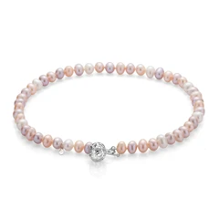 Колие Swan Pearls R1667NM, Многоцветни Розови Перли, Сребро