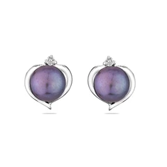 Обеци Swan Pearls SE0019B Сърца Черни Перли, Сребро 925