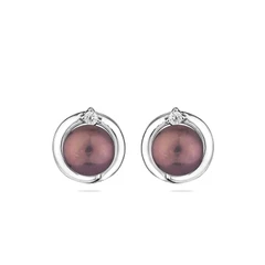 Обеци Swan Pearls SE0253B Черни Перли, Цирконий, Сребро 925, Перли