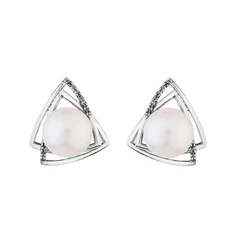 Обеци Swan Pearls SH44EW Бели перли, Сребро 925