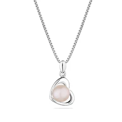 Колие Swan Pearls SP0165W, Сърце Бяла Перла, Сребро