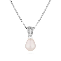 Колие Swan Pearls SP0362W, Бяла Перла и Цирконий, Сребро