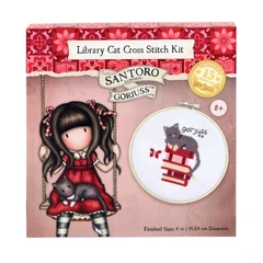 Комплект за бродиране Santoro Gorjuss Memories - Library Cat