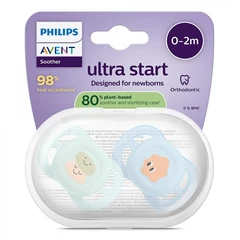 Philips Avent ЗАЛЪГАЛКИ - ULTRA START + стерил. кутия (0-2м) усмивка/очички, момче