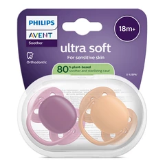 Philips Avent ЗАЛЪГАЛКИ - ULTRA SOFT + стерил. кутия (18+м) лилав/оранж