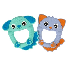Силиконови гризалки Животни Playgro, 2 бр за 2 етапа, 3м+