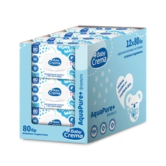 Комплект мокри кърпички Baby Crema, С 99% вода, 12х80 бр.